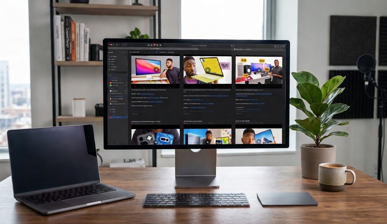 Corvus displaying YouTube feeds on a Studio Display