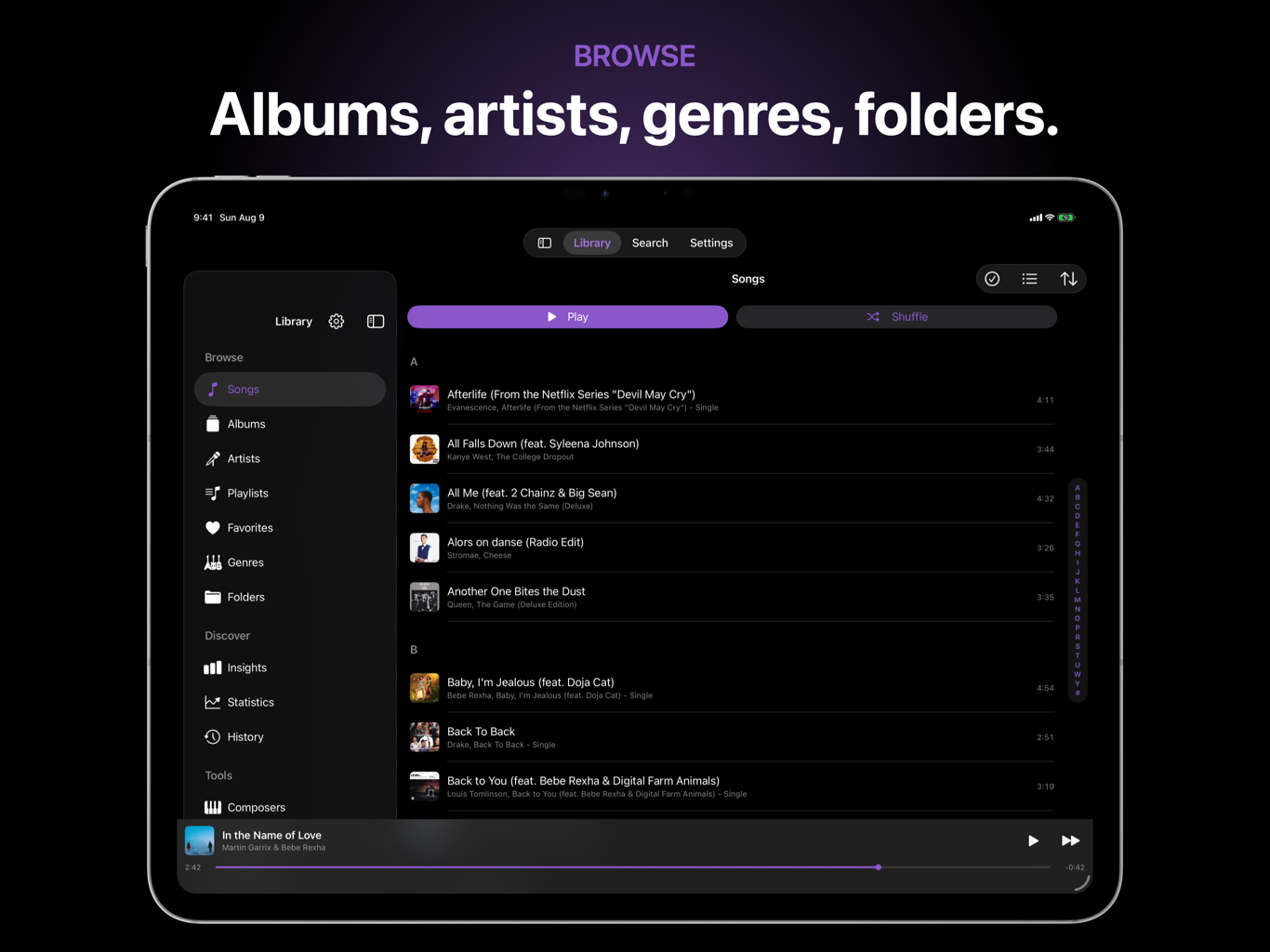 Corvus Music Player library on iPad