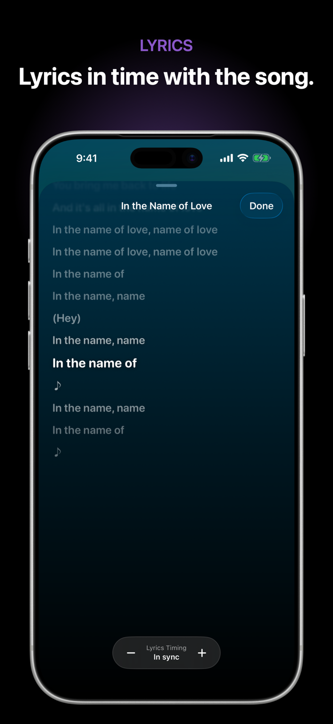 Synced lyrics on iPhone