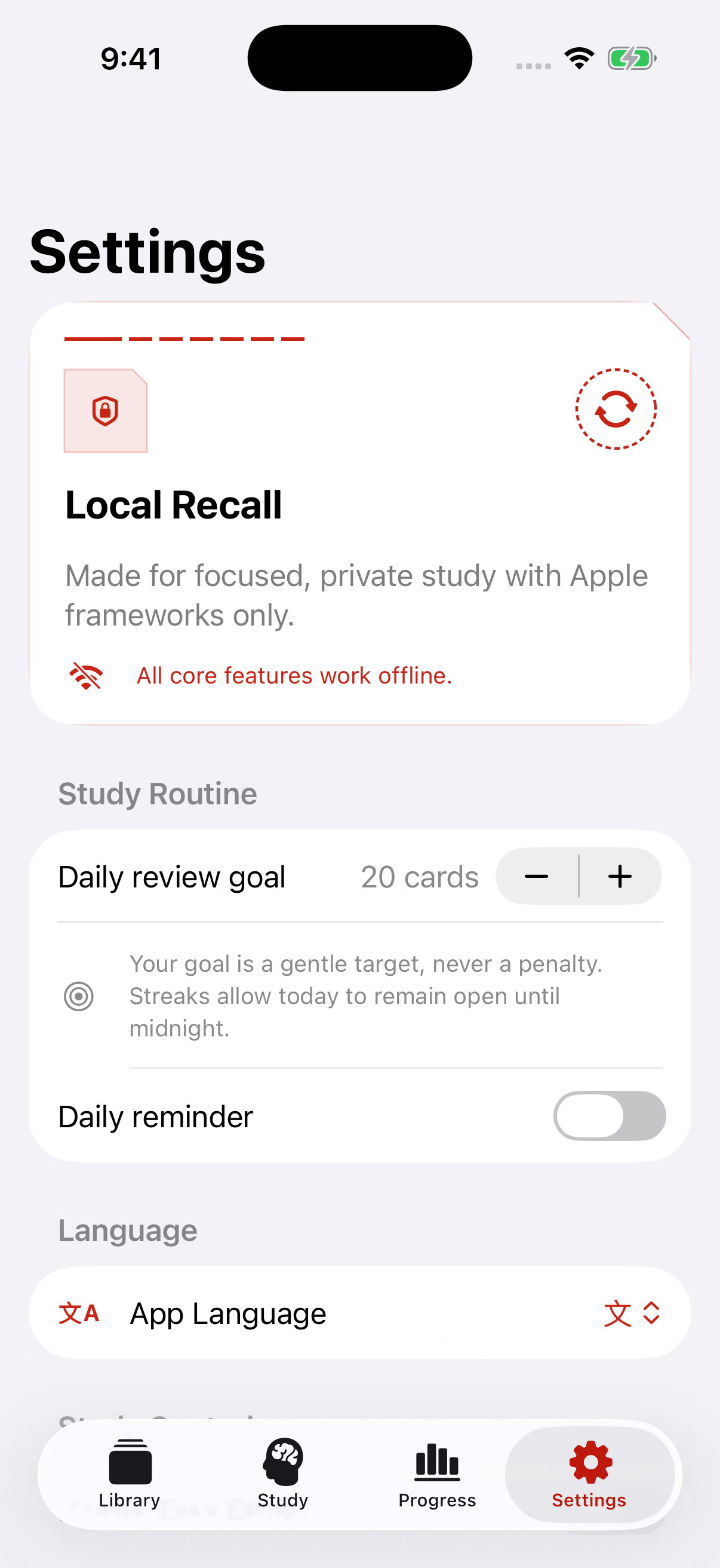 Privacy and local data controls in Corvus Recall settings
