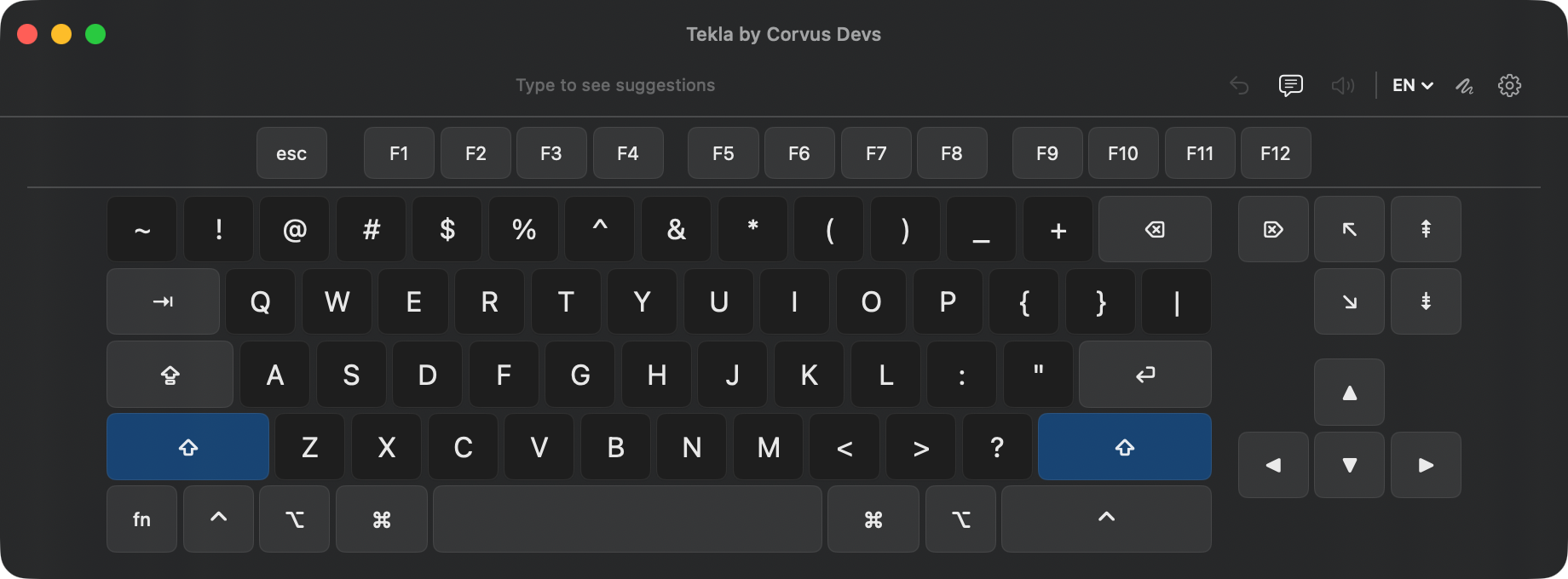 Tekla floating keyboard on macOS